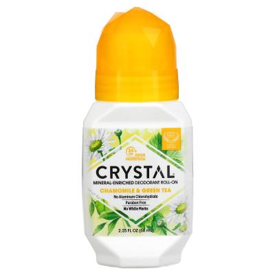 크리스탈바디데오드란트 Crystal Body Deodorant, 미네랄 강화 데오도란트 롤온, 카모마일 & 녹차, 2.25 fl oz(66 ml), 단일상품, 66ml