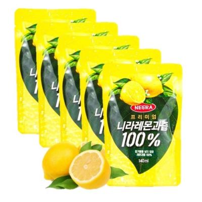 레몬 프리미엄 니라 레몬과즙 100% 140ml 파우치 무첨가 착즙 레몬원액 레몬즙