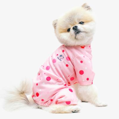 강아지겨울옷 리얼펫 반려동물 도트 올인원 원피스, 핑크
